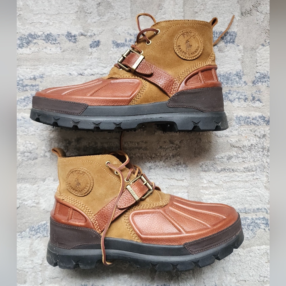 Polo Ralph Lauren Tan and Brown Rain Boots